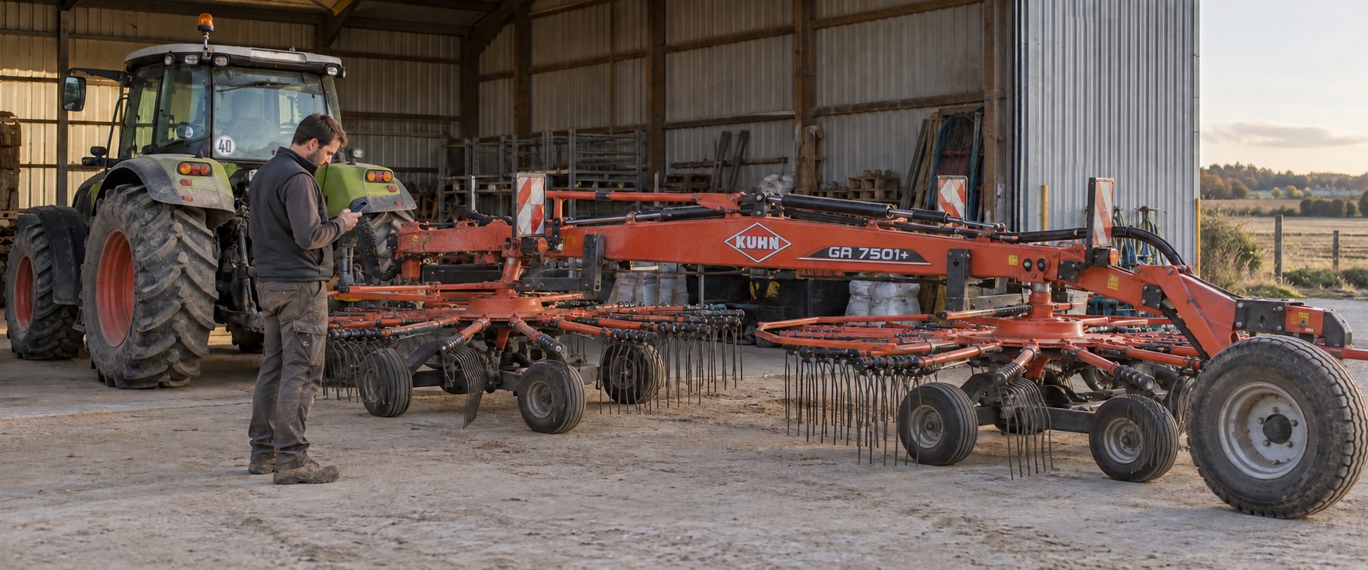 Retour d’un matériel agricole au hangar après son utilisation.