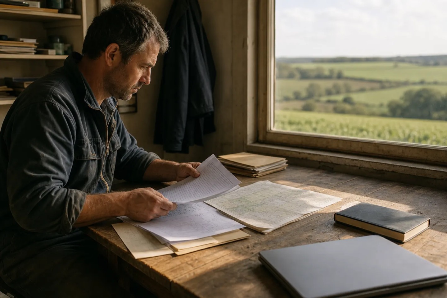 Documents et factures d’une exploitation agricole réunis dans un espace de gestion