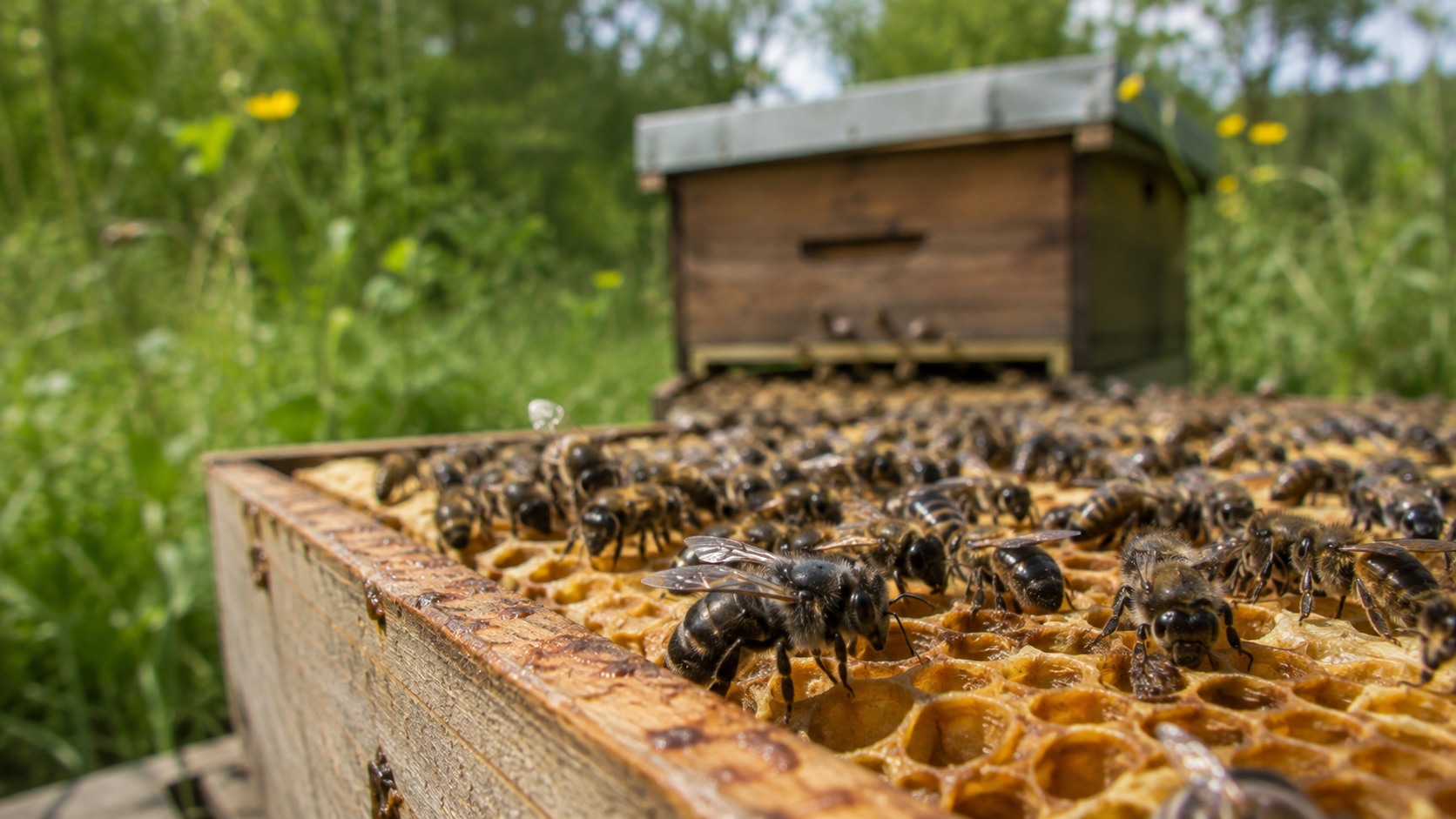 Vue agricole consacrée à abeille noire