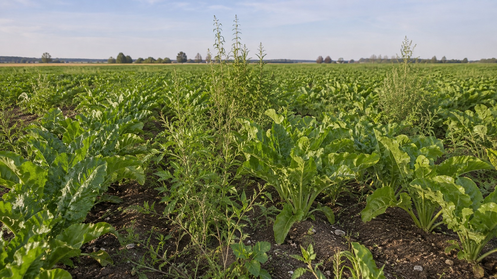 Vue agricole consacrée à adventices de la betterave sucrière