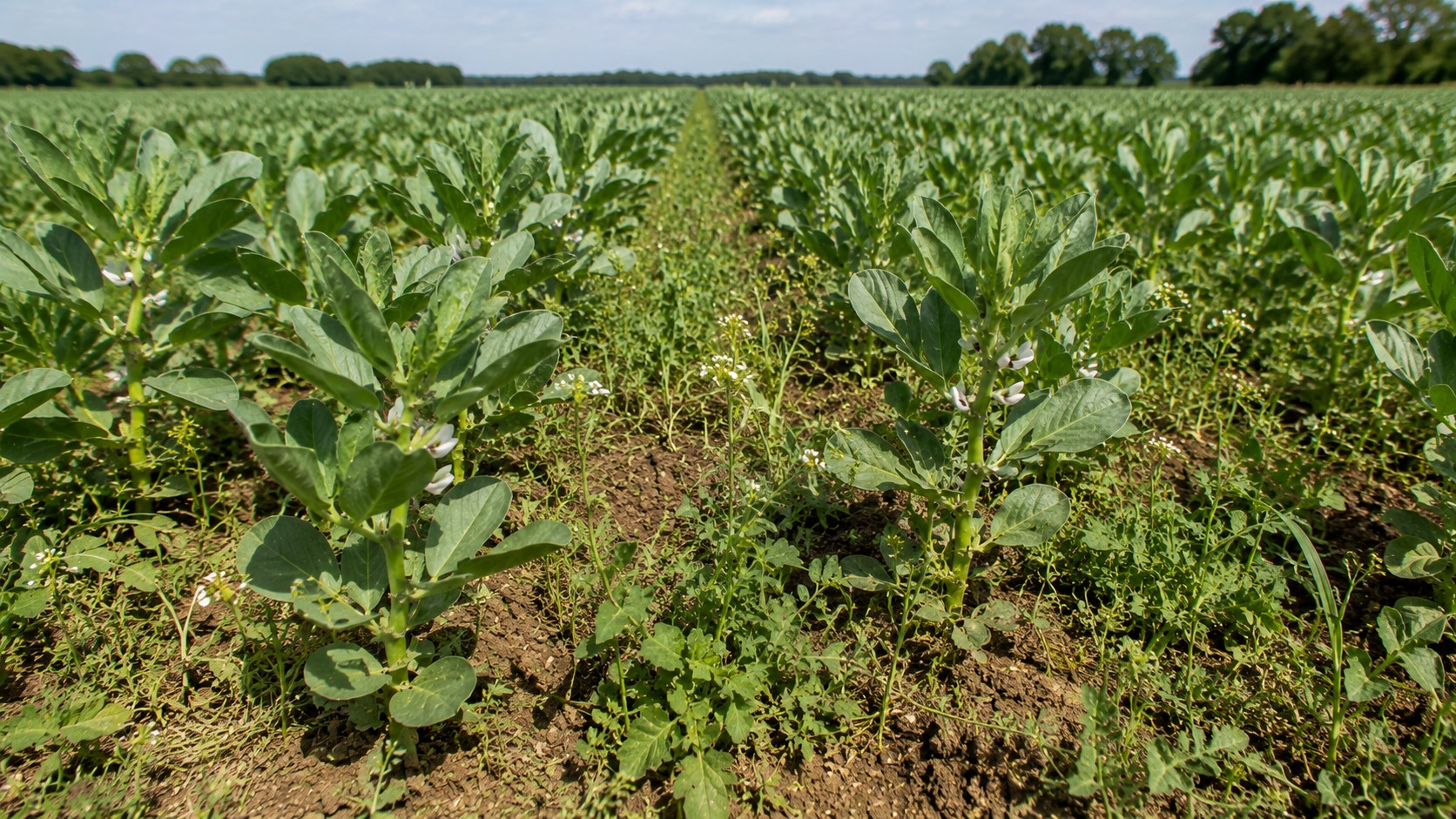 Vue agricole consacrée à adventices de la féverole