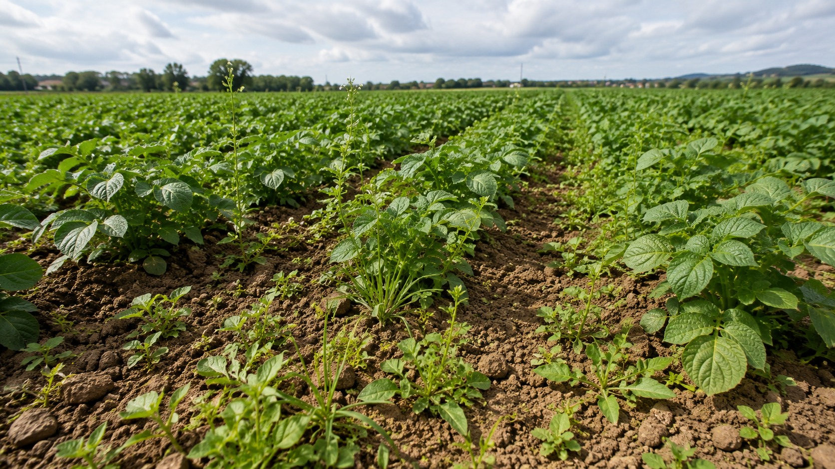 Vue agricole consacrée à adventices de la pomme de terre
