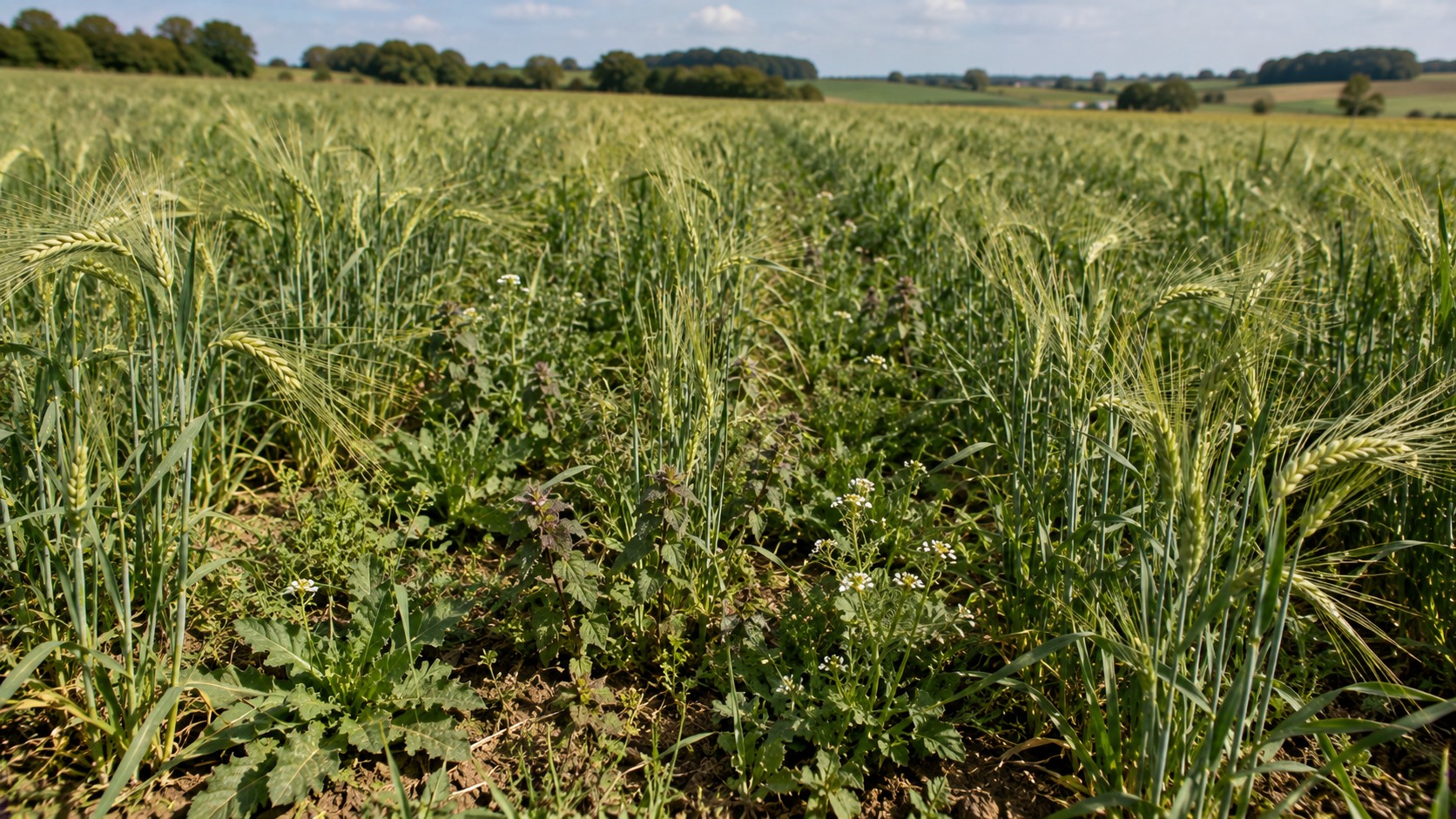 Vue agricole consacrée à adventices de l’orge