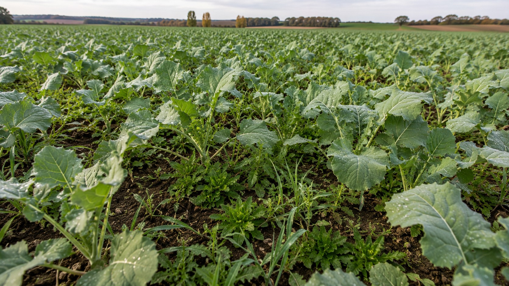Vue agricole consacrée à adventices du colza