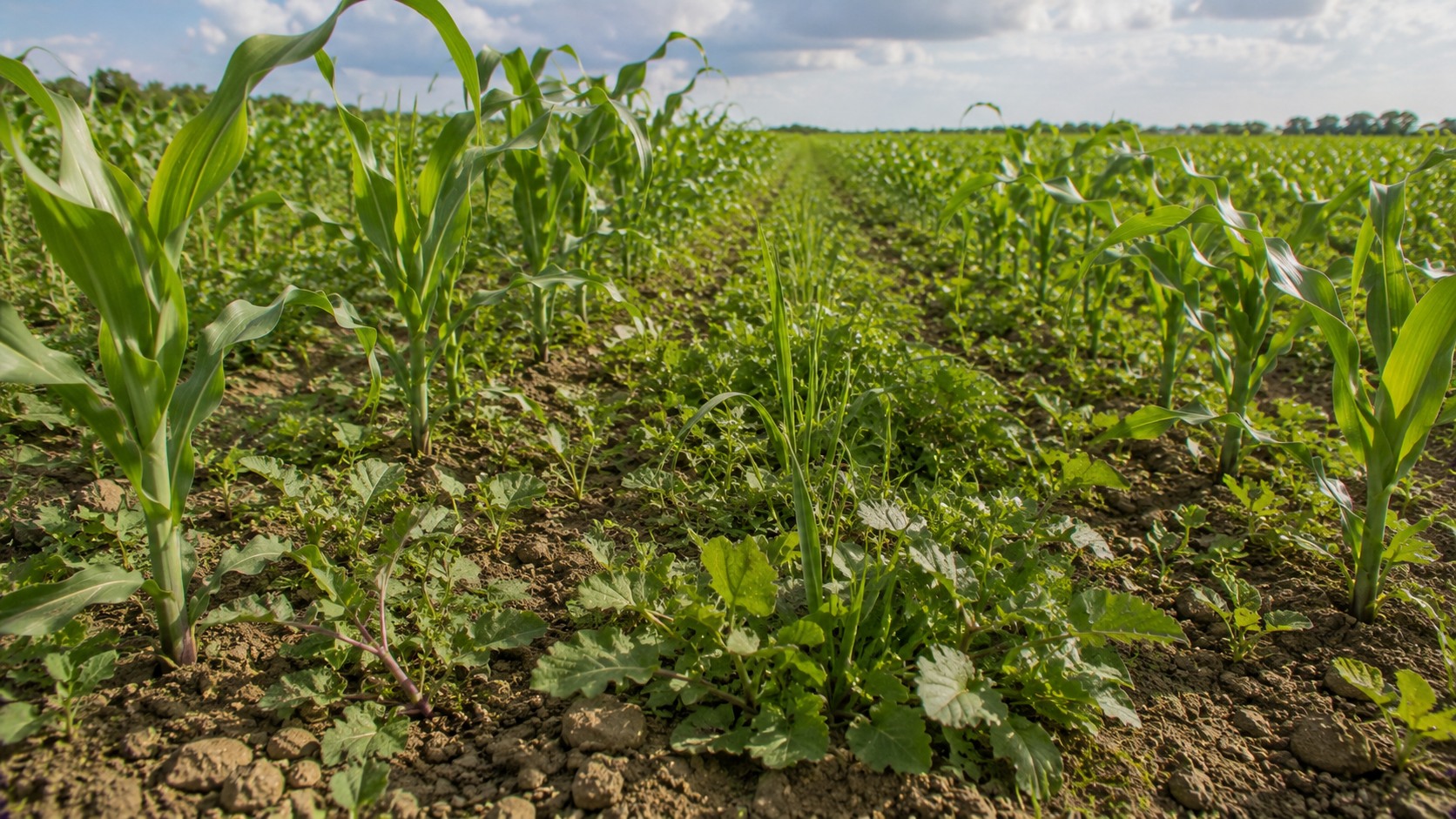 Vue agricole consacrée à adventices du maïs