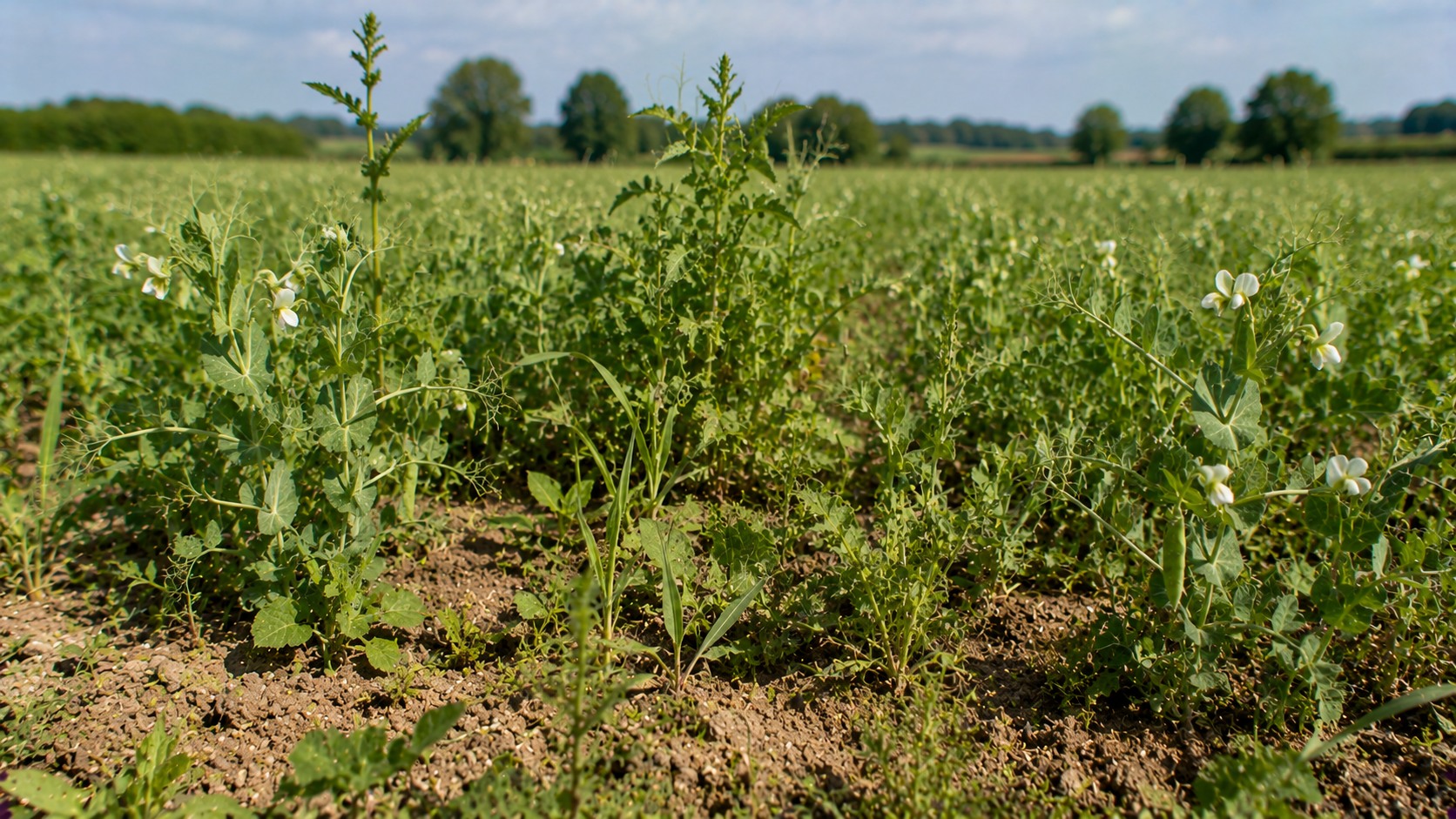 Vue agricole consacrée à adventices du pois protéagineux