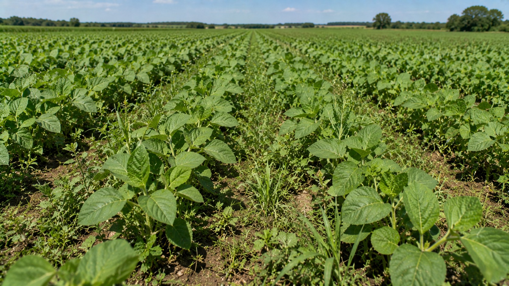 Vue agricole consacrée à adventices du soja
