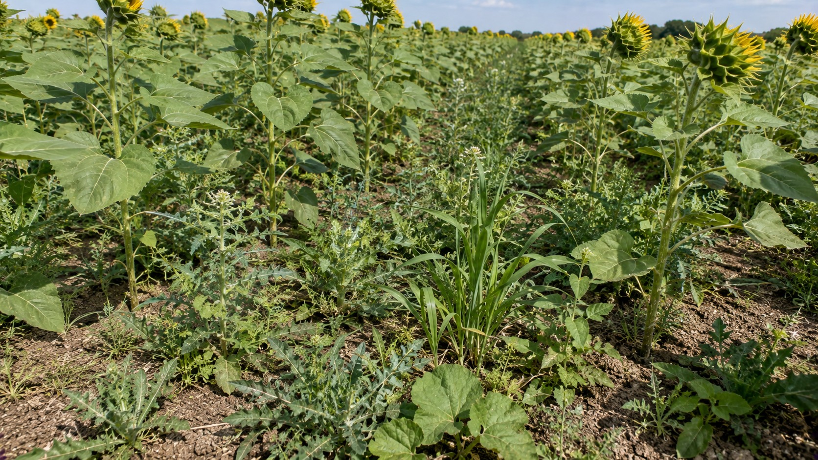 Vue agricole consacrée à adventices du tournesol