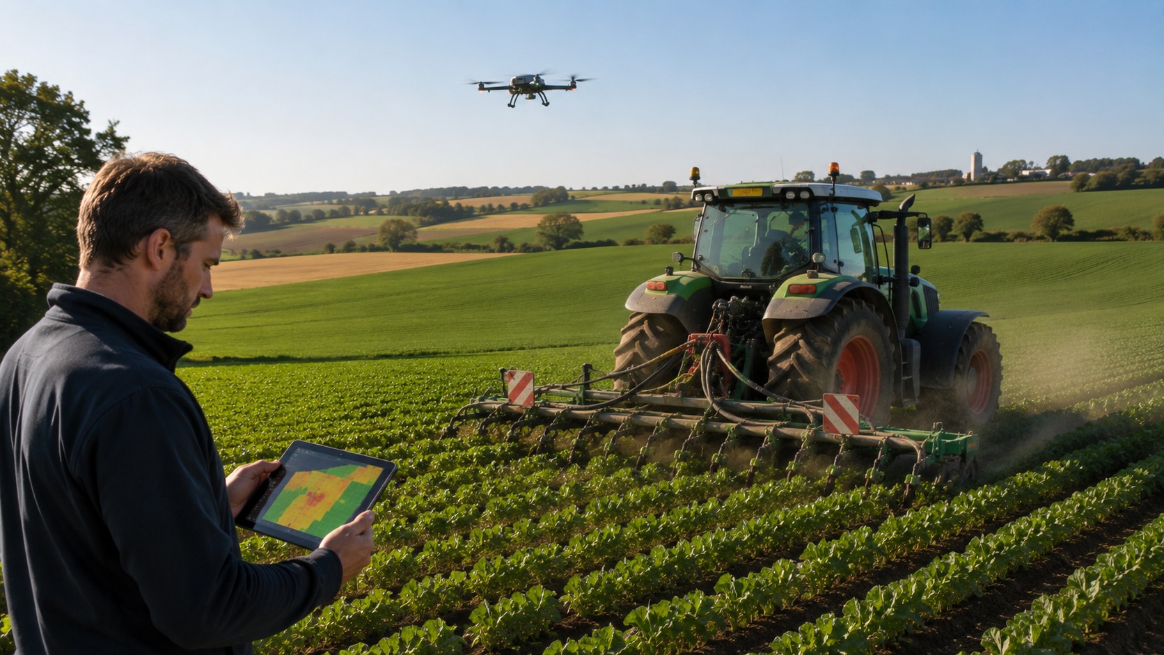 Vue agricole consacrée à agriculture de précision