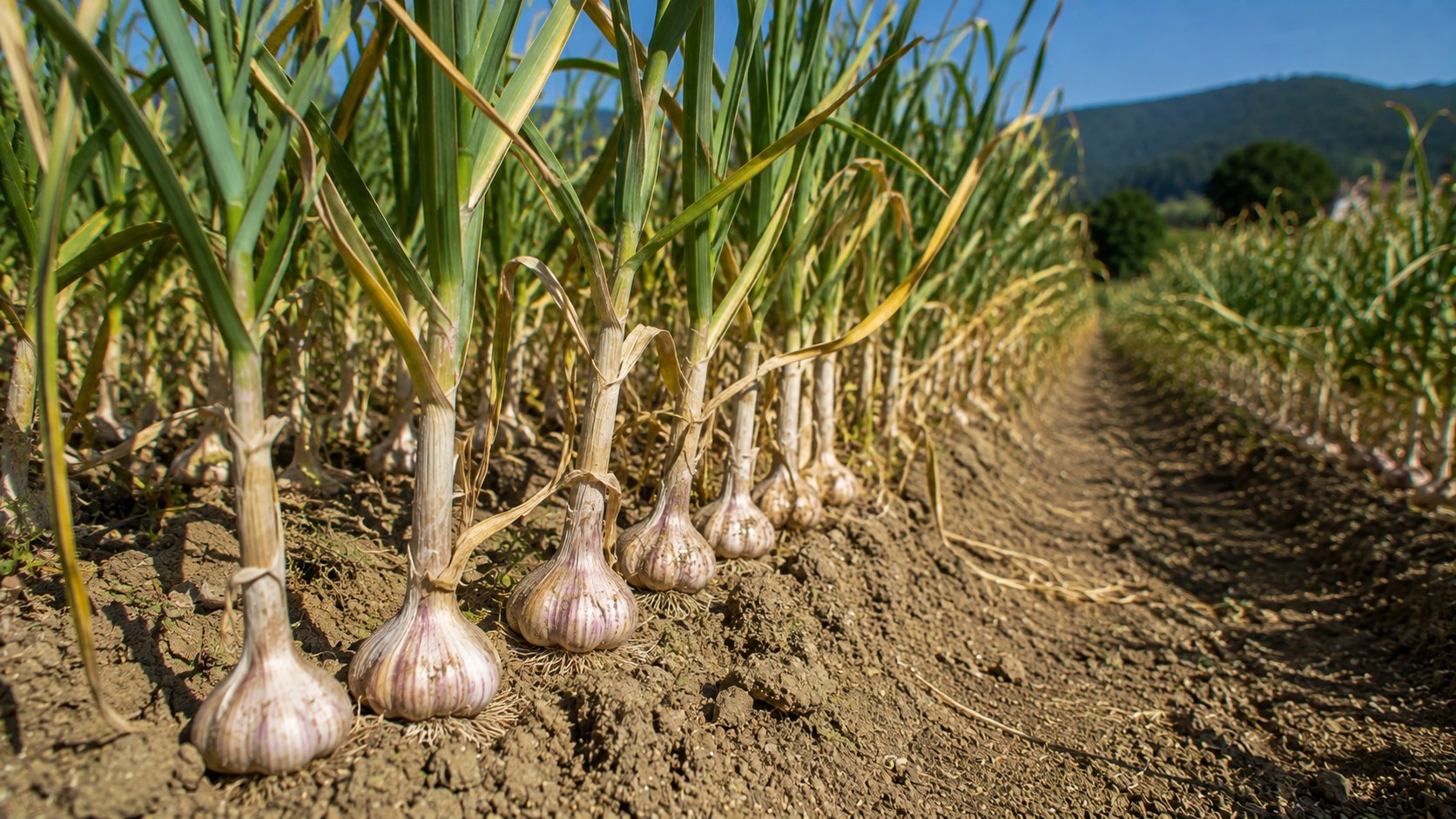 Vue agricole consacrée à ail