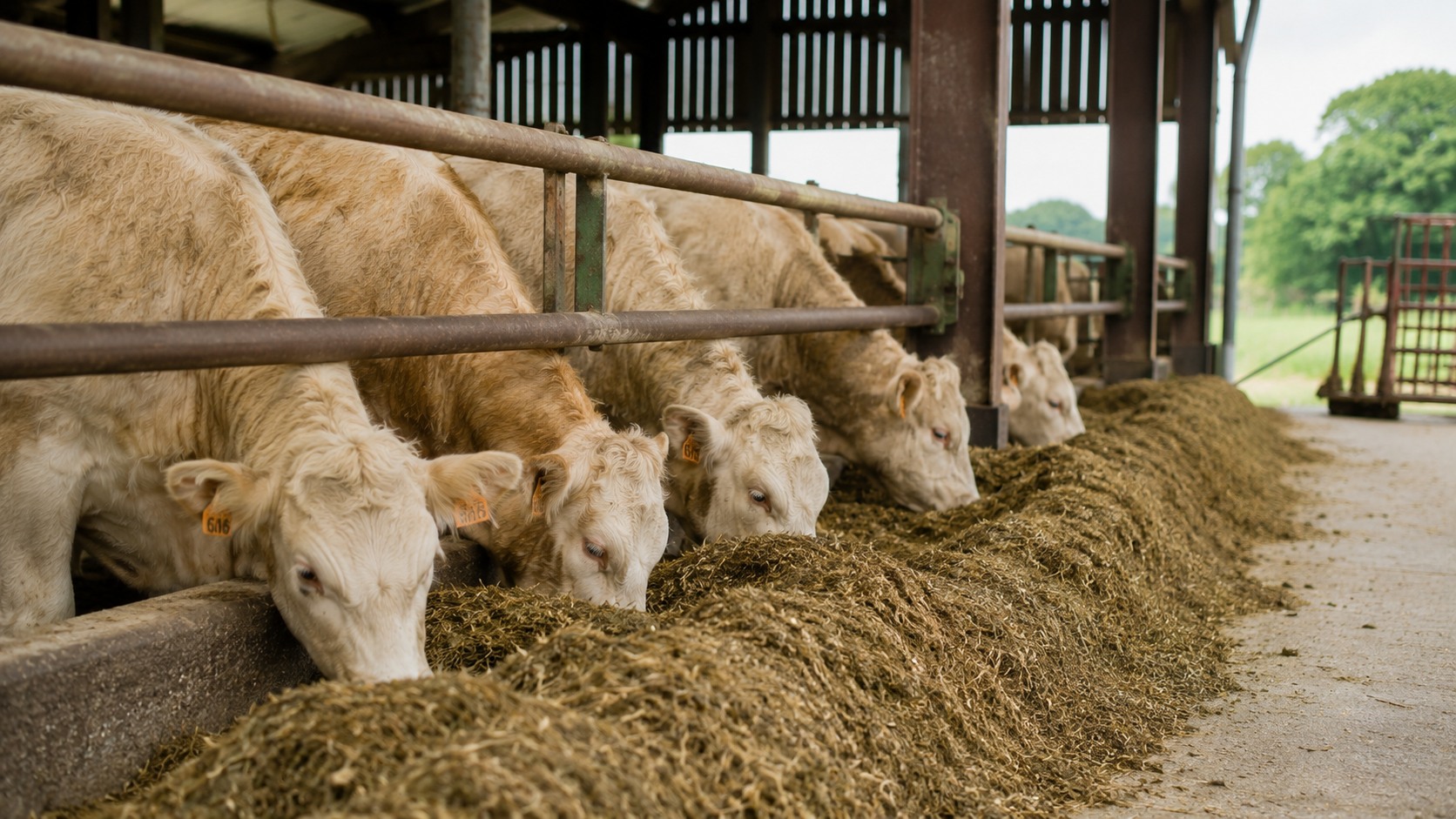 Vue agricole consacrée à alimentation des bovins viande