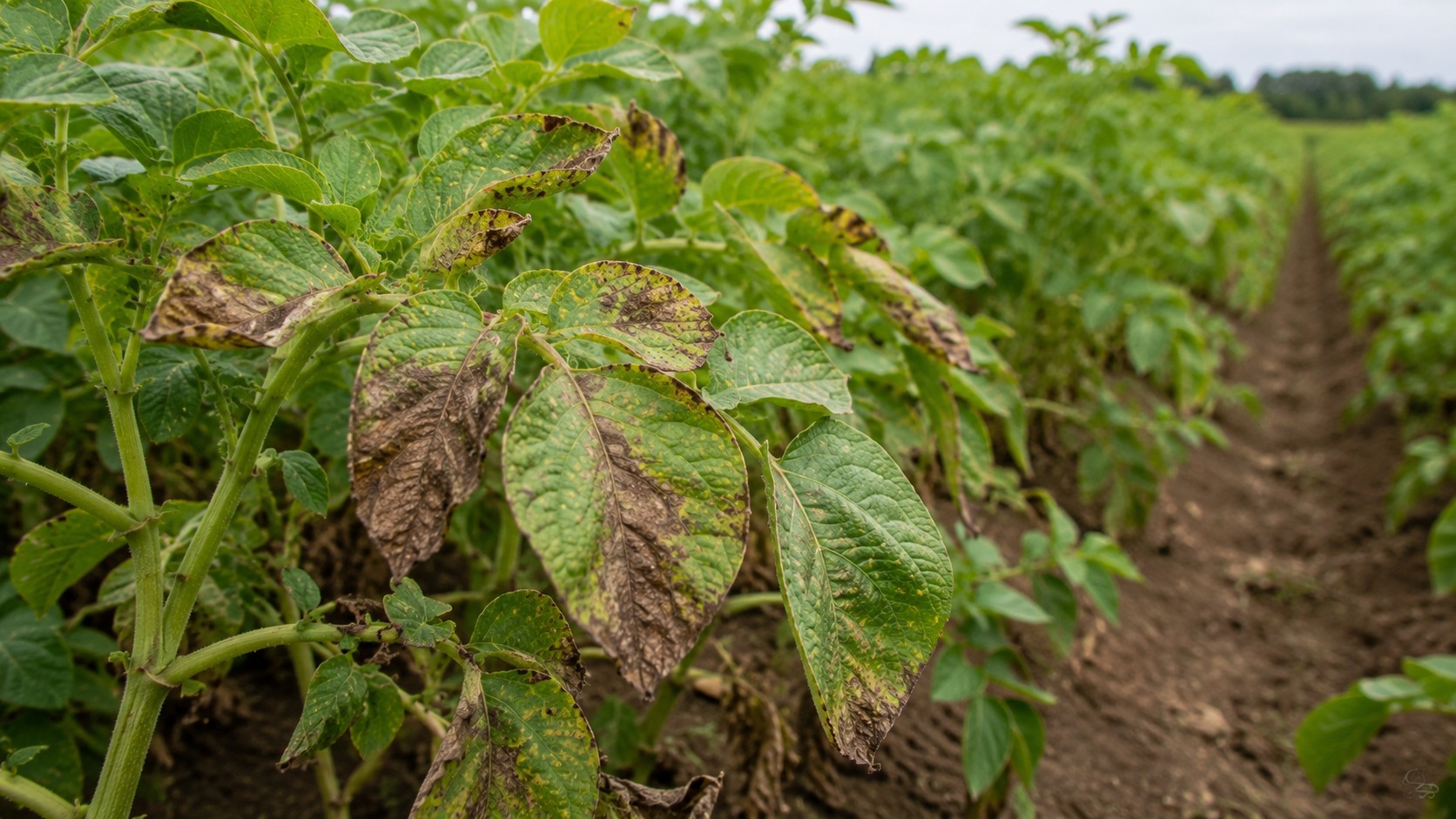 Vue agricole consacrée à alternariose de la pomme de terre