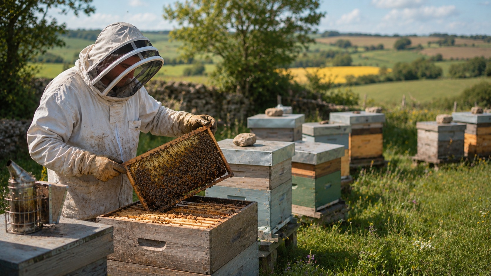 Vue agricole consacrée à apiculture