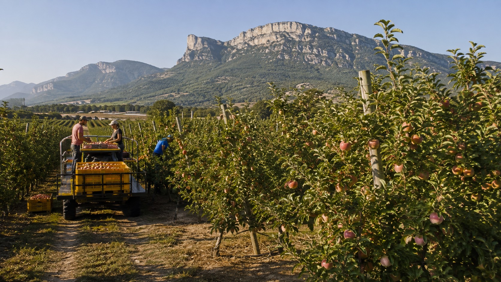Vue agricole consacrée à arboriculture dans le sud-est