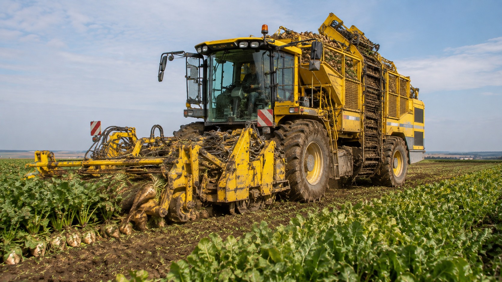Vue agricole consacrée à arracheuse de betteraves