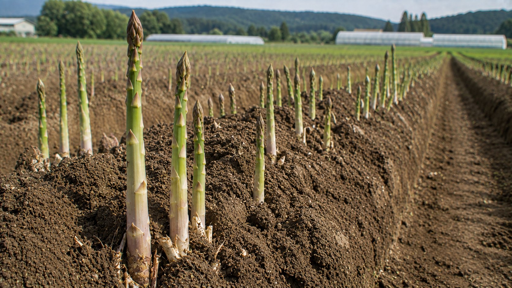 Vue agricole consacrée à asperge