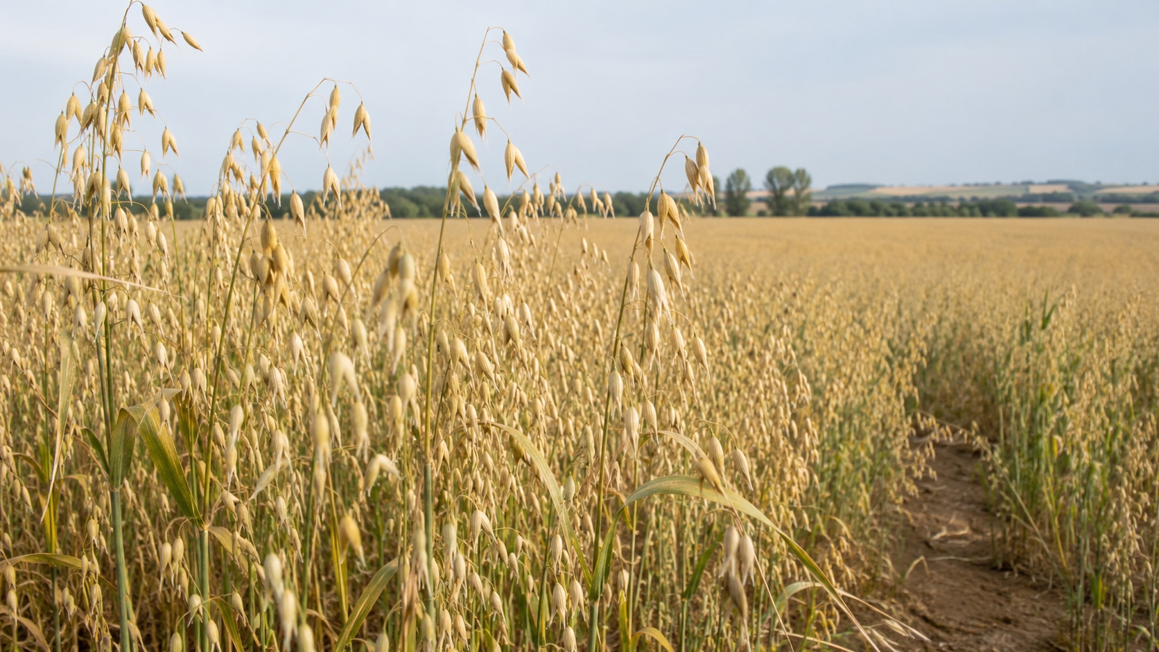 Panicules d’avoine à maturité dans une parcelle