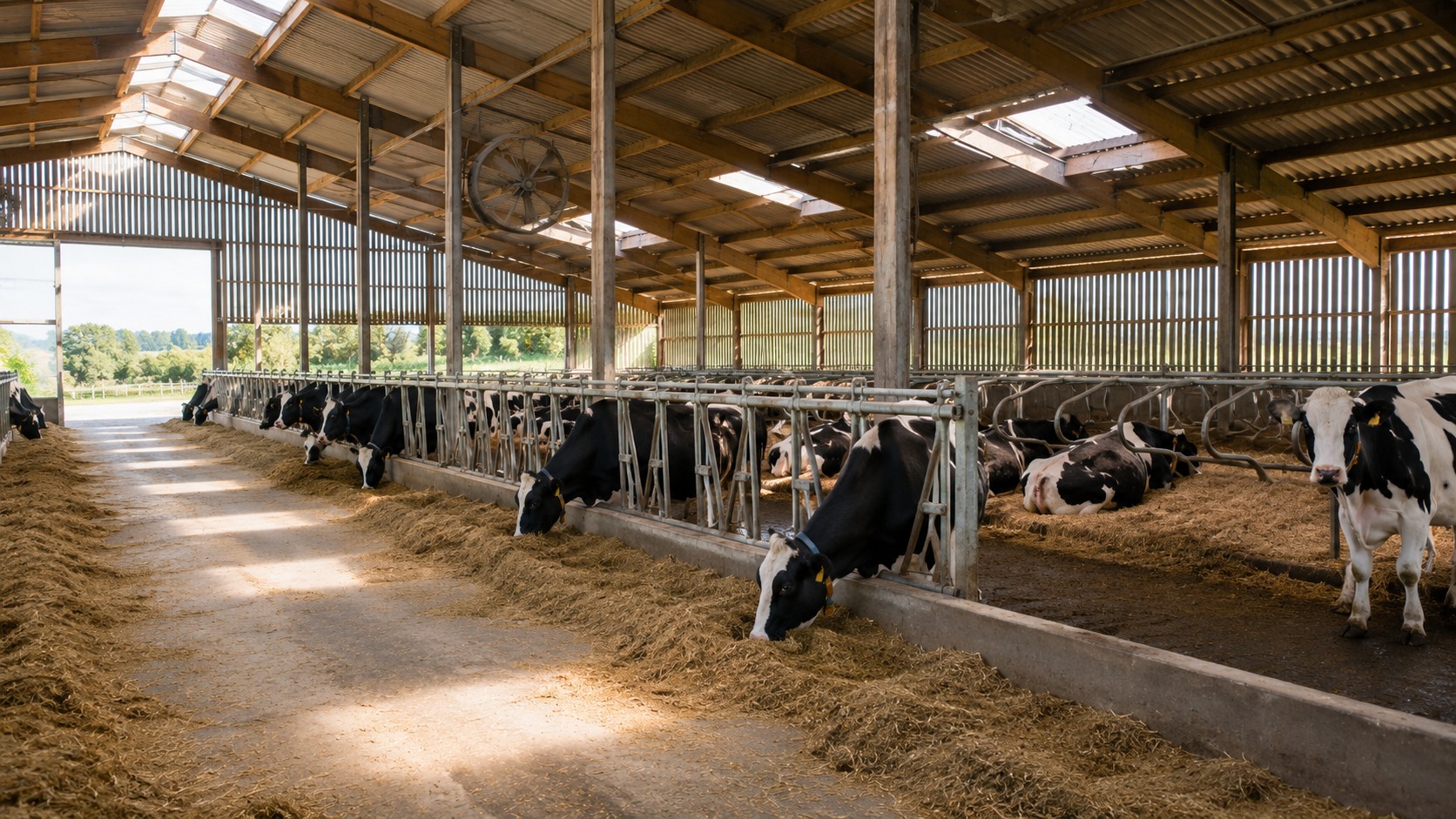 Vue agricole consacrée à bâtiment bovin