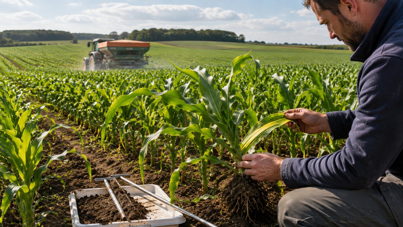 Vue agricole consacrée à besoins en azote du maïs