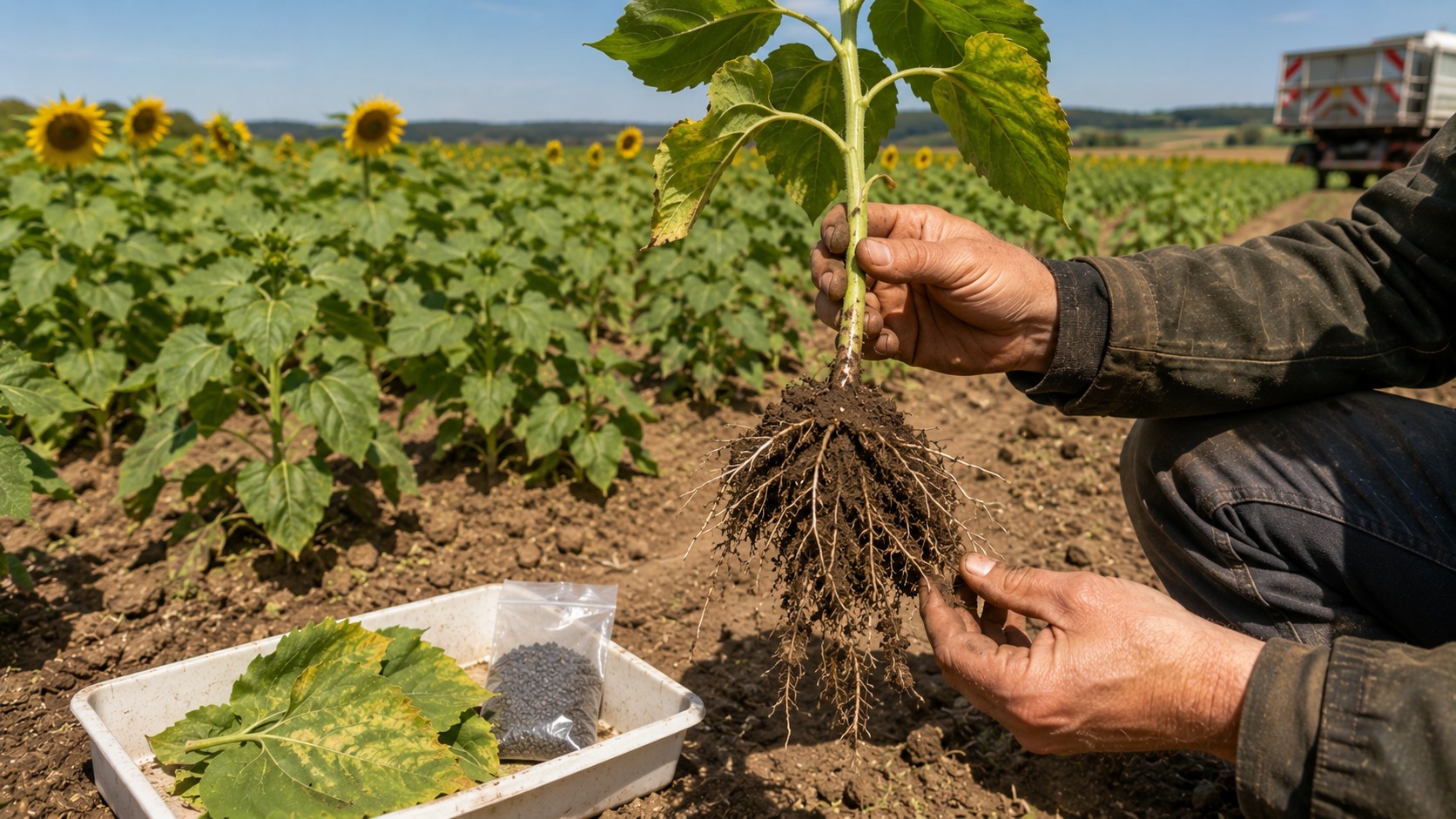 Vue agricole consacrée à besoins en azote du tournesol