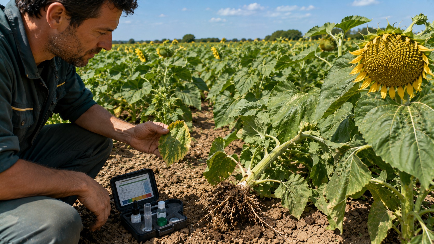 Vue agricole consacrée à besoins en bore du tournesol