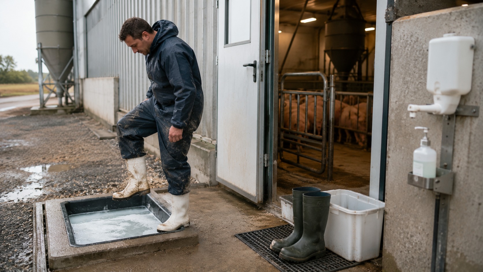 Vue agricole consacrée à biosécurité en élevage porcin