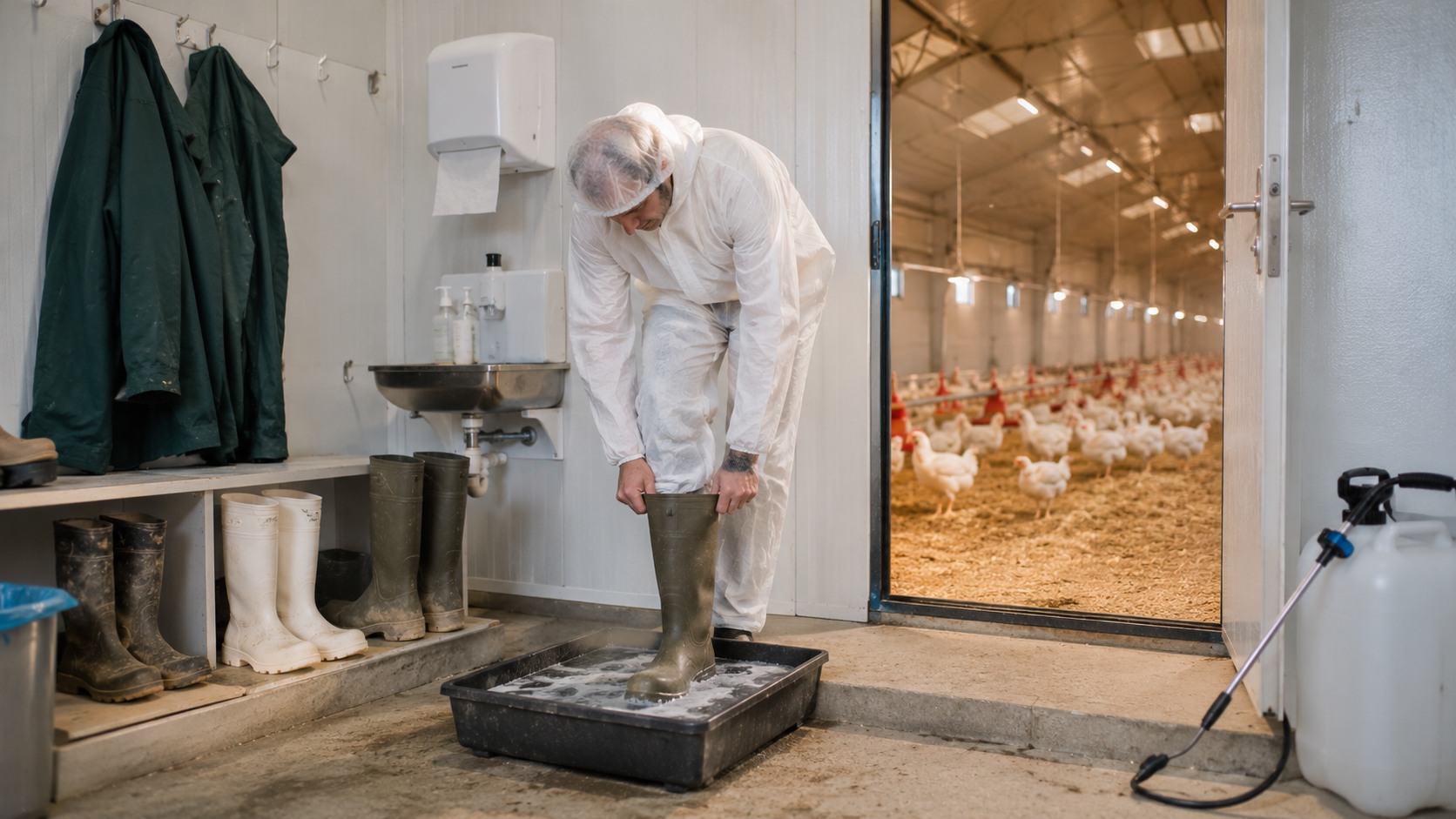 Vue agricole consacrée à biosécurité en aviculture