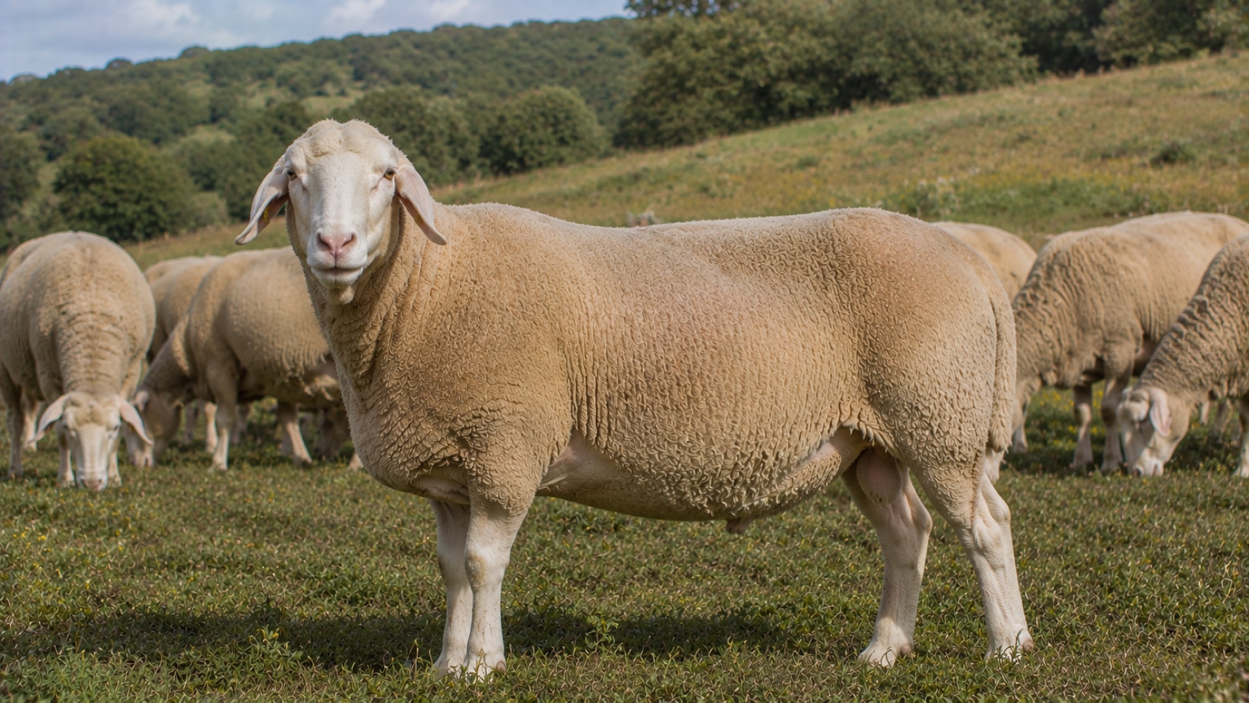 Brebis Bizet dans les landes du Cantal