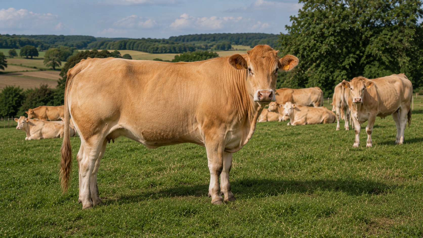 Vue agricole consacrée à blonde d’aquitaine
