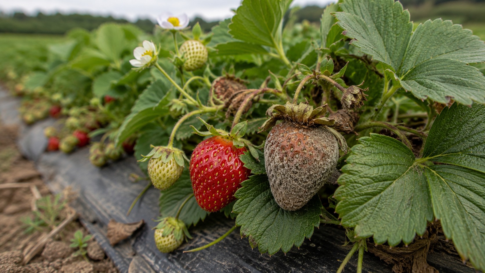 Vue agricole consacrée à botrytis du fraisier