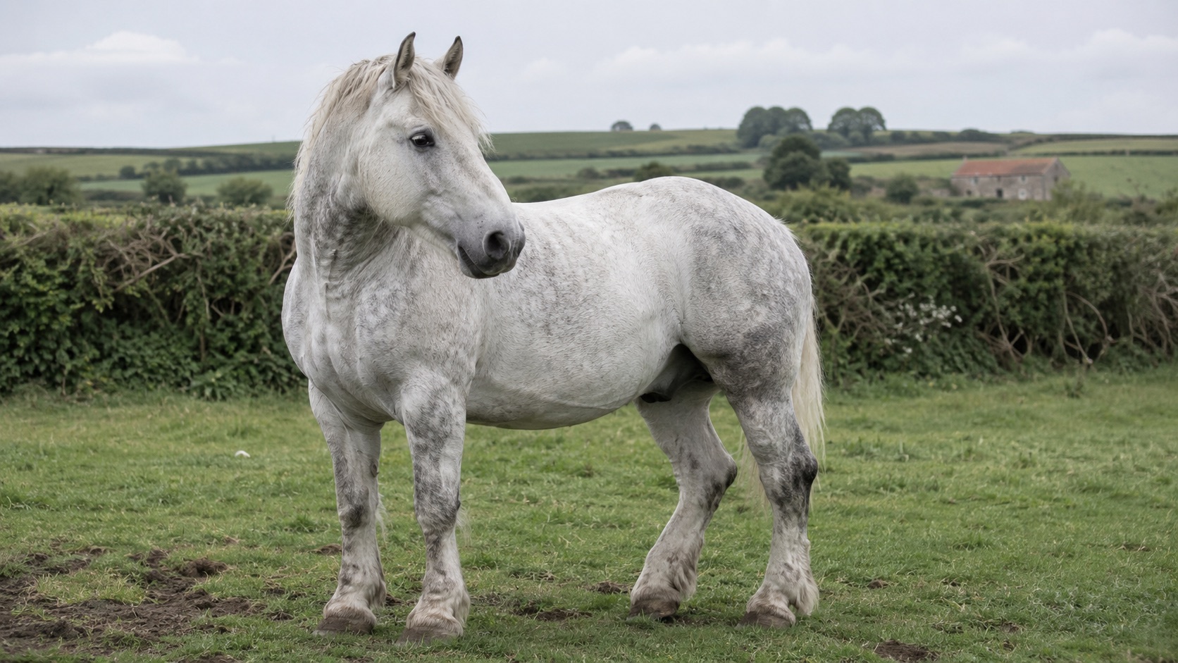 Cheval de trait Boulonnais au pré