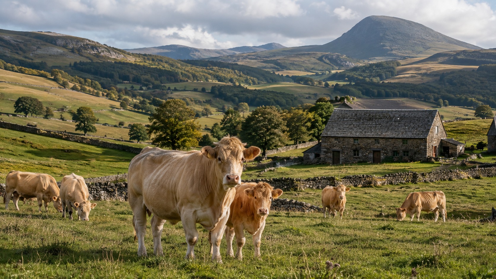 Vue agricole consacrée à bovins viande dans le massif central