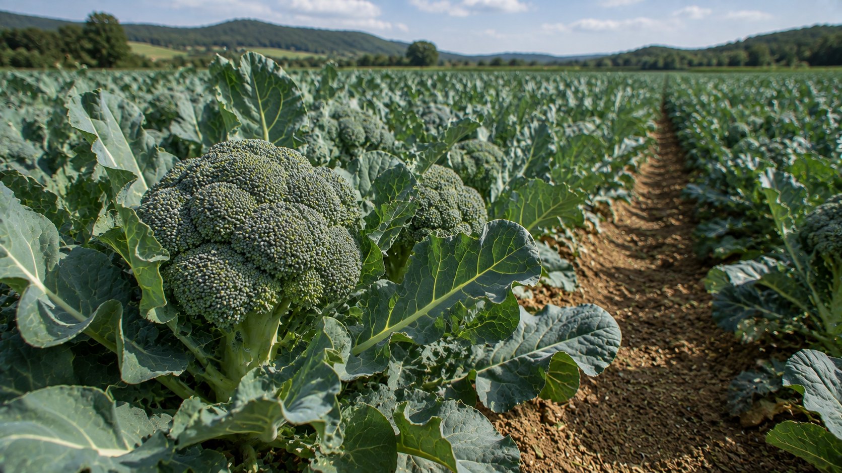 Vue agricole consacrée à brocoli