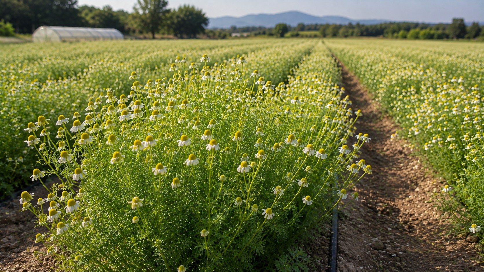 Vue agricole consacrée à camomille