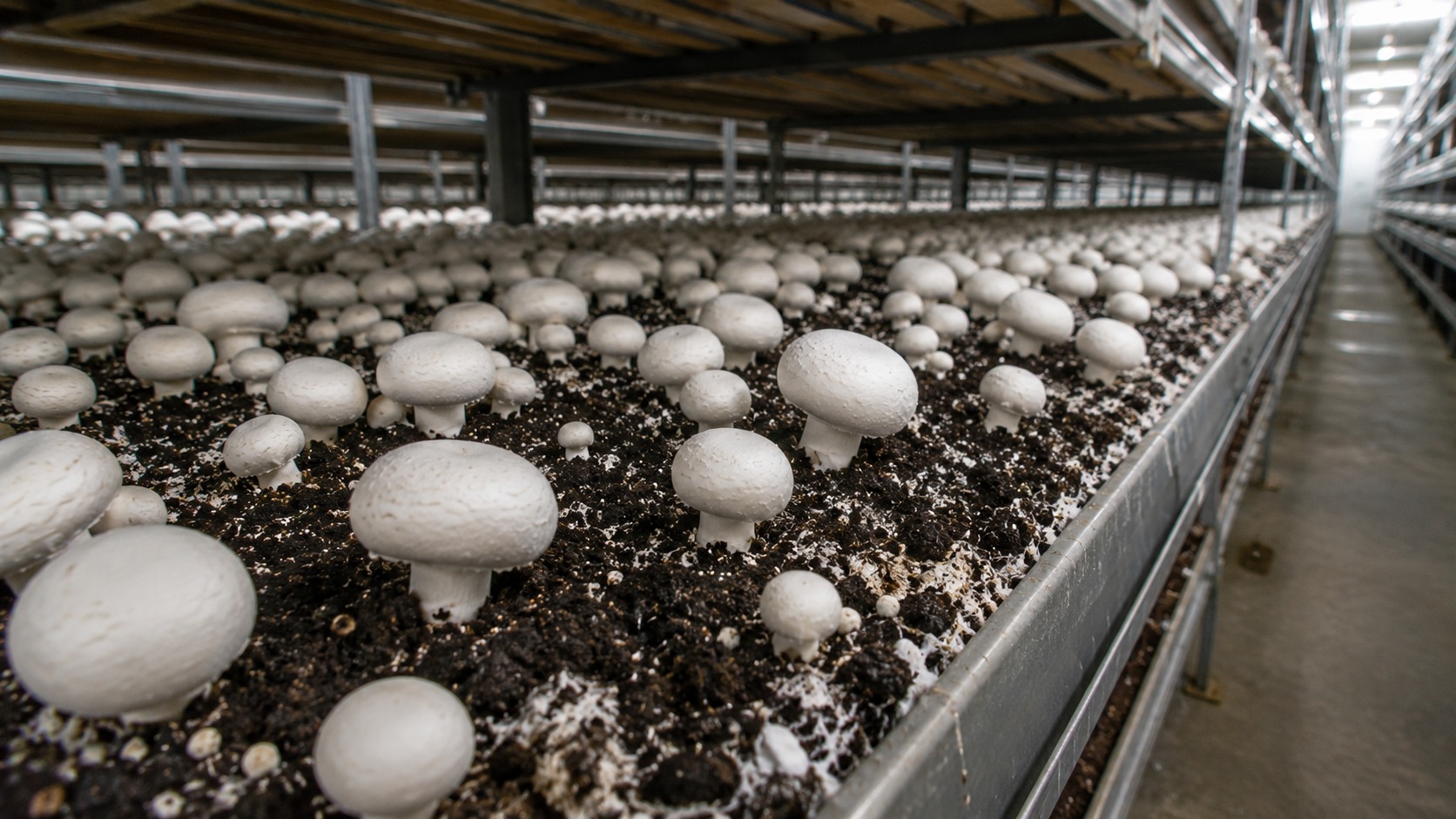 Vue agricole consacrée à champignon de paris