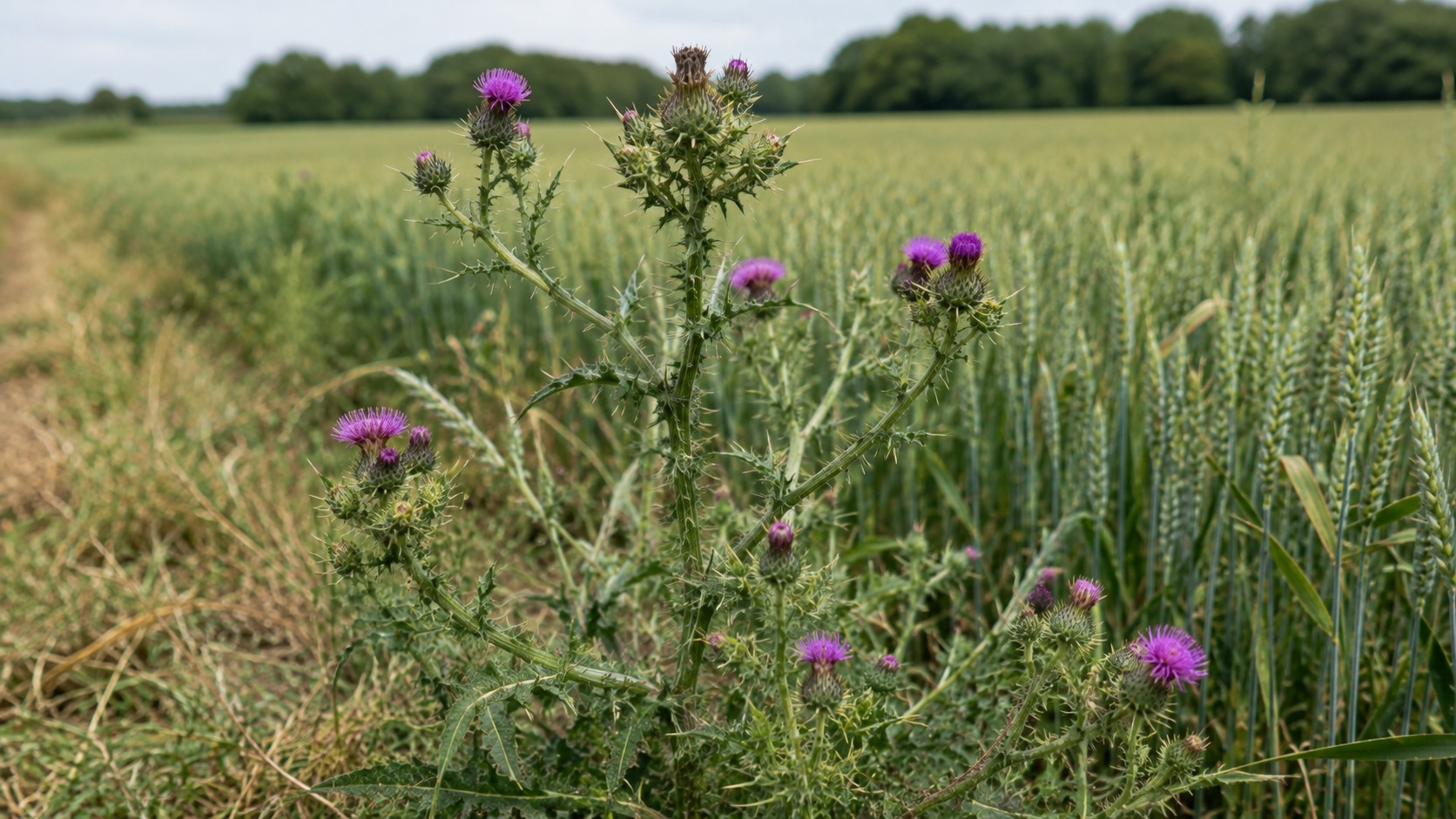 Vue agricole consacrée à chardon des champs
