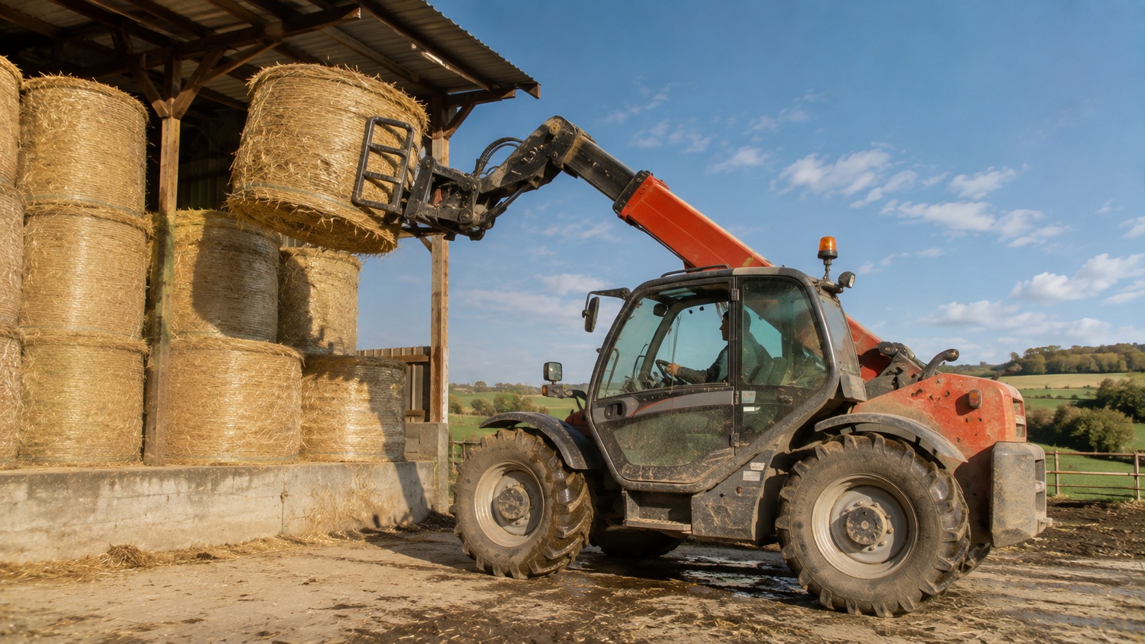 Vue agricole consacrée à chargeur télescopique