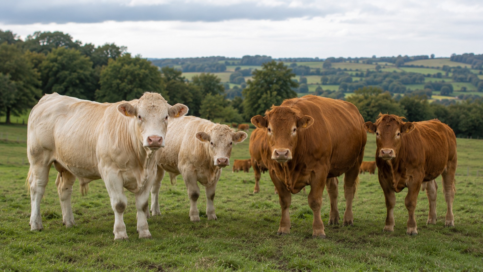 Vue agricole consacrée à charolaise vs limousine