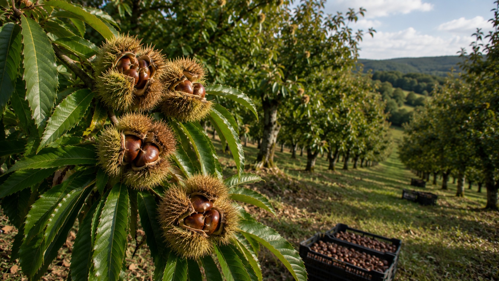 Vue agricole consacrée à châtaignes