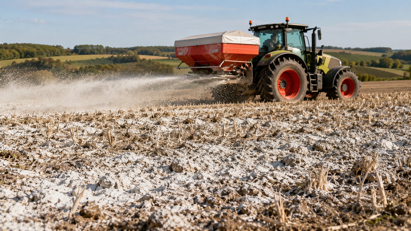Vue agricole consacrée à chaulage