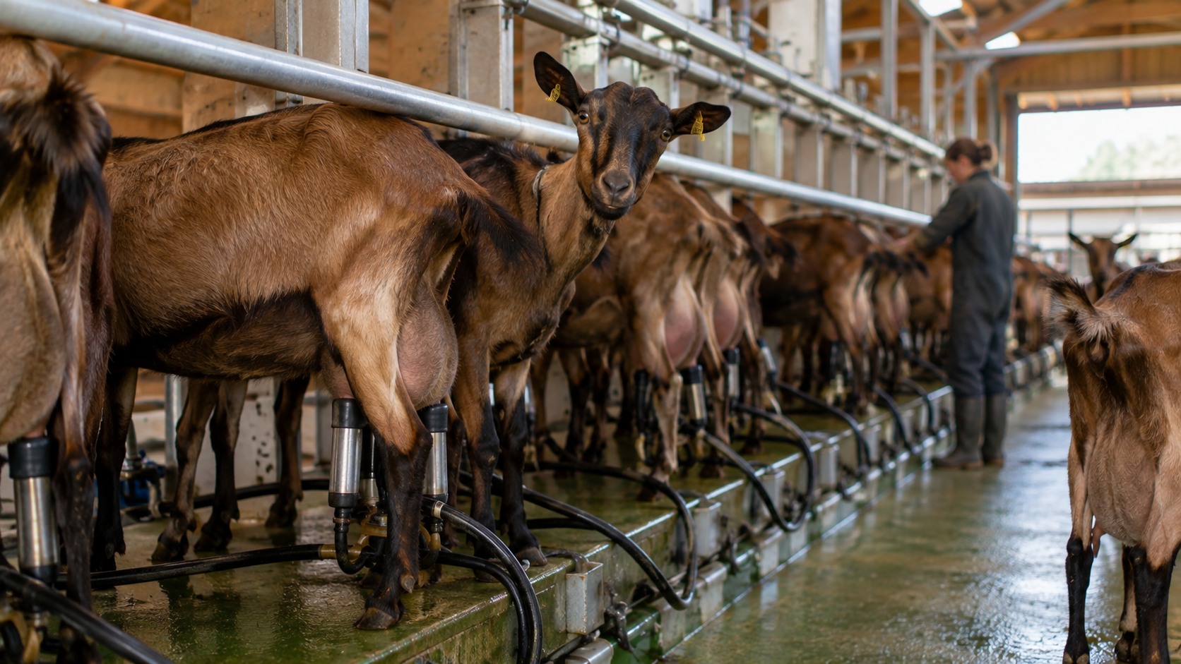 Vue agricole consacrée à chèvres laitières