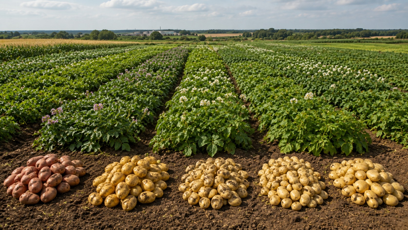 Vue agricole consacrée à choisir une variété de pomme de terre