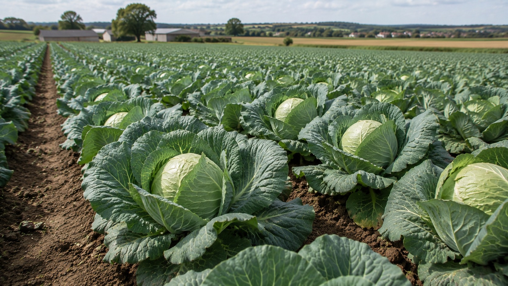 Vue agricole consacrée à chou blanc