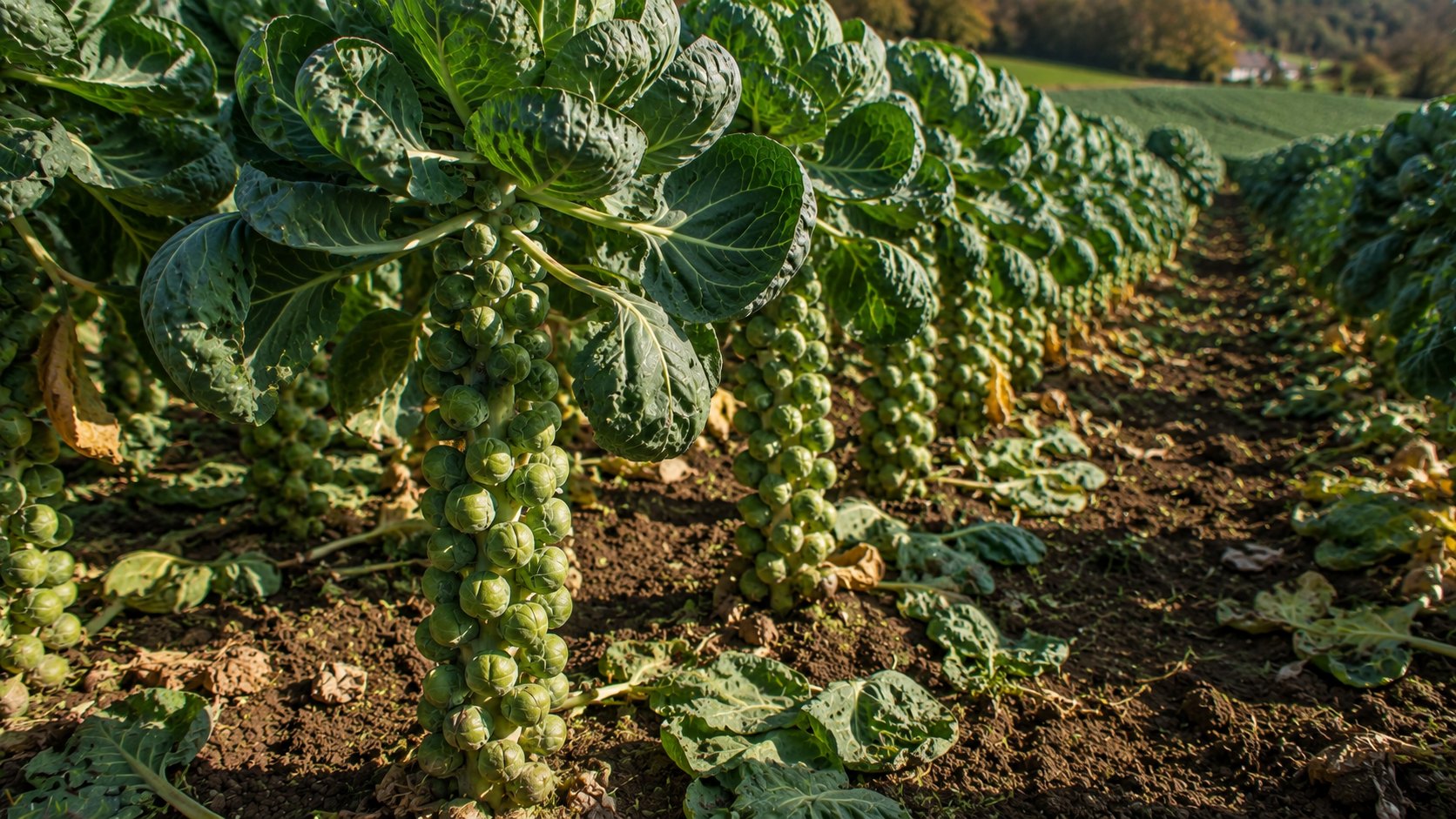Illustration agricole de chou de bruxelles