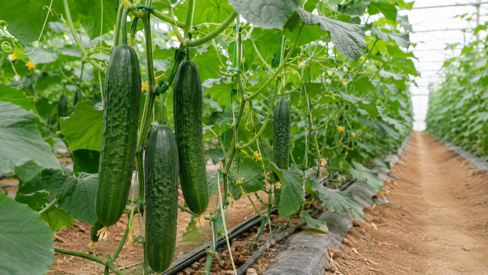 Vue agricole consacrée à concombre