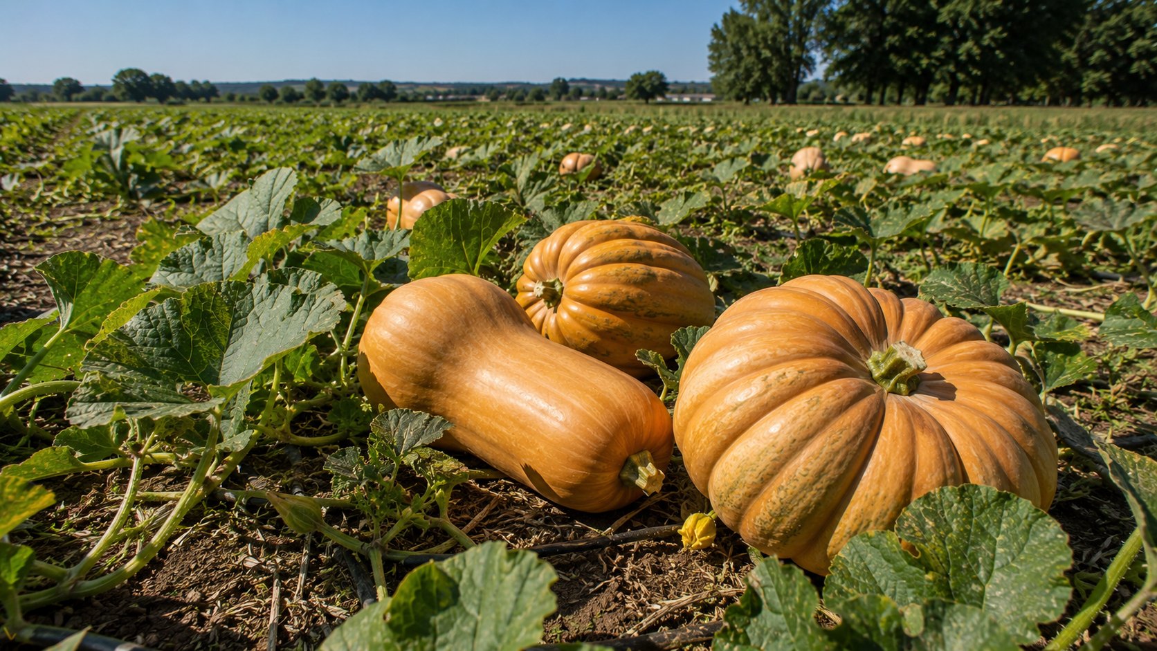 Vue agricole consacrée à courge