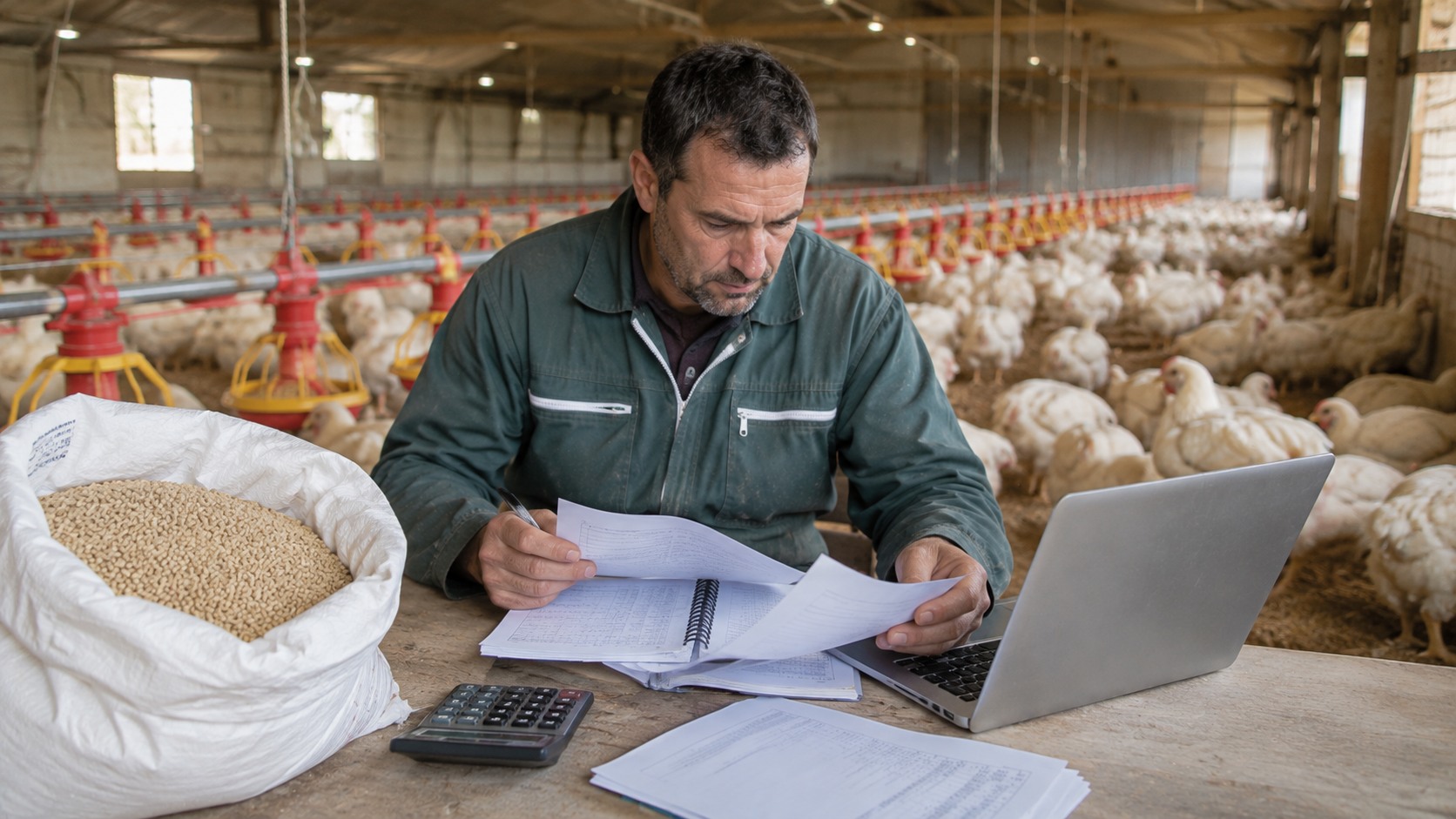 Vue agricole consacrée à coût alimentaire en aviculture
