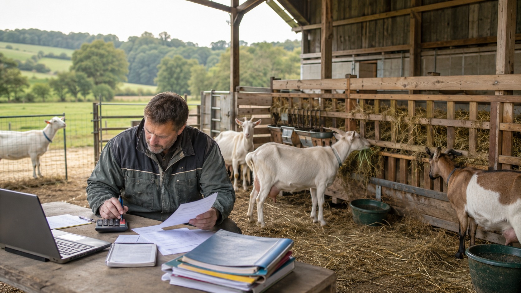 Vue agricole consacrée à coût alimentaire des chèvres