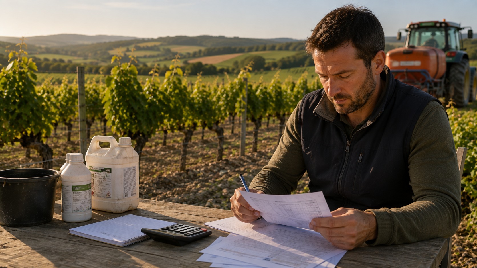 Vue agricole consacrée à coût de production de la vigne