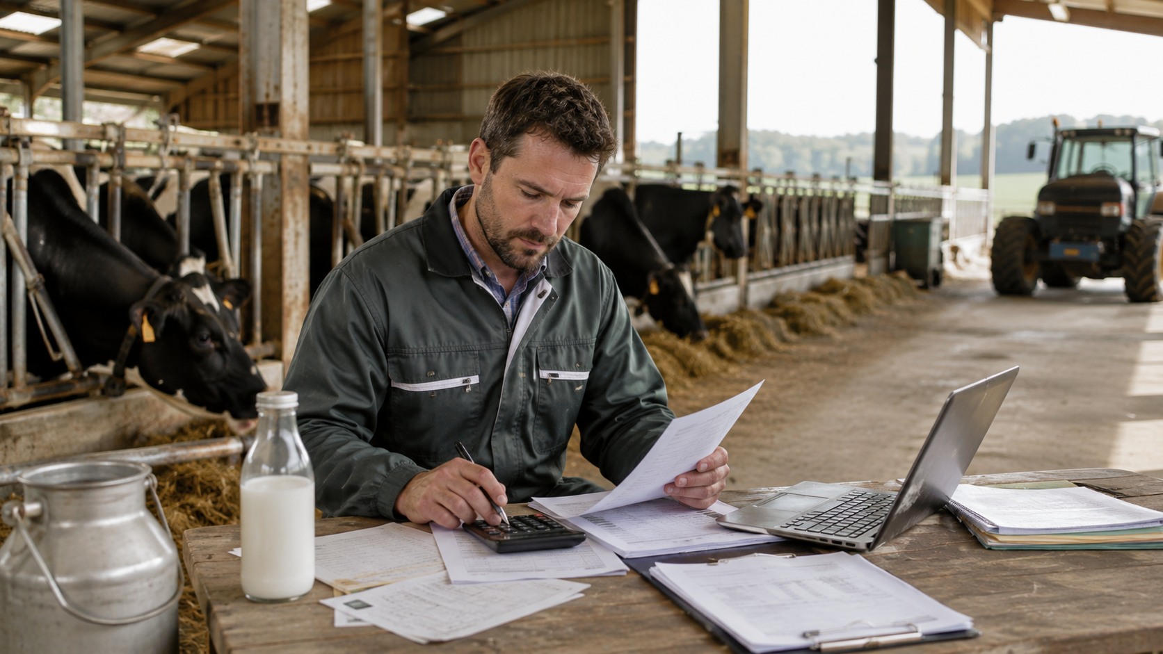 Vue agricole consacrée à coût de production du lait
